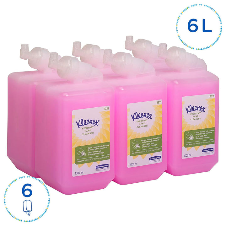 Kleenex Seife 6331 - Handseife für die tägliche Verwendung, rosa, 6 x 1 L