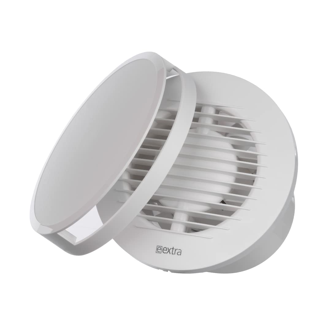 EUROPLAST Ø 100mm Badlüfter Timer/Nachlauf, Wandlüfter Rund Front - Ventilator Wandventilator Abluft