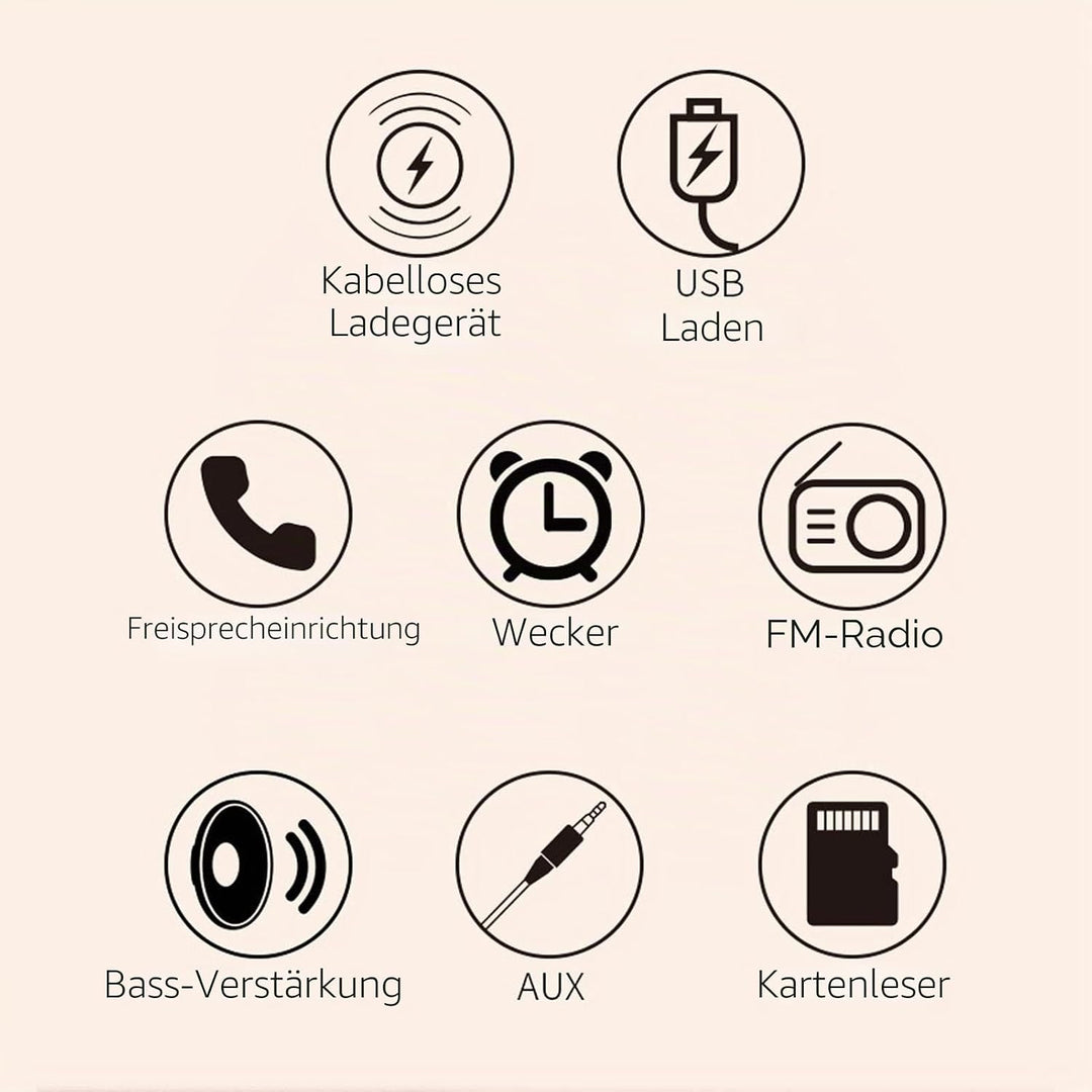 Digitaler Wecker, Radiowecker mit Kabellosem Laden -Lautsprecher LED Einfacher Moderner Digitaler We