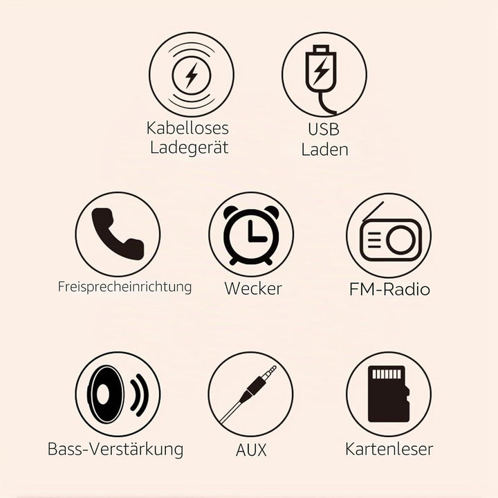 Digitaler Wecker, Radiowecker mit Kabellosem Laden -Lautsprecher LED Einfacher Moderner Digitaler We