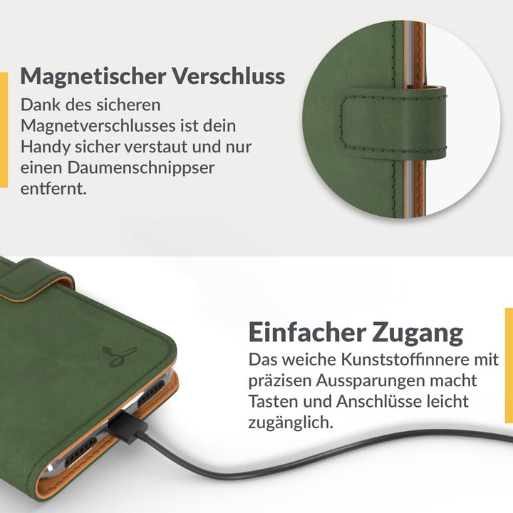 Snakehive iPhone SE 2022/2020 und iPhone 7/8 Hülle Leder | Stylische Handyhülle mit Kartenhalter & S