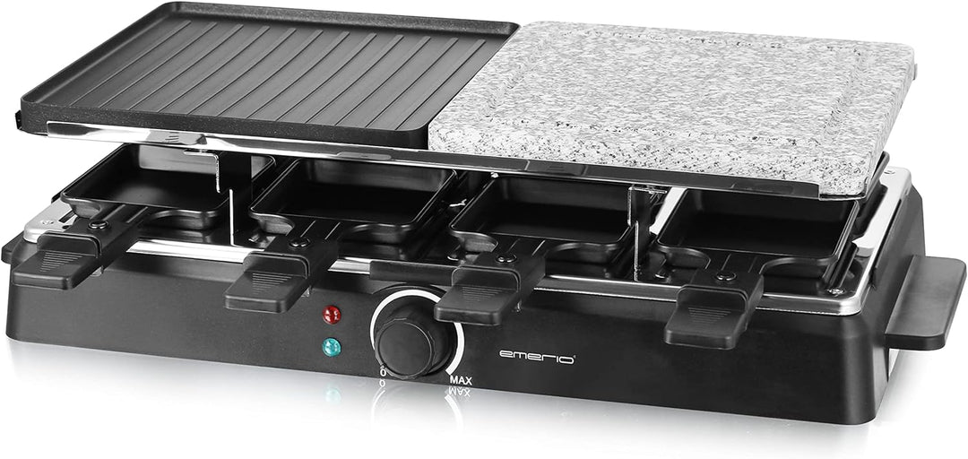 Emerio Raclette für bis zu 8 Personen mit heissem Stein und Grillfläche in Kombination, regulierbare