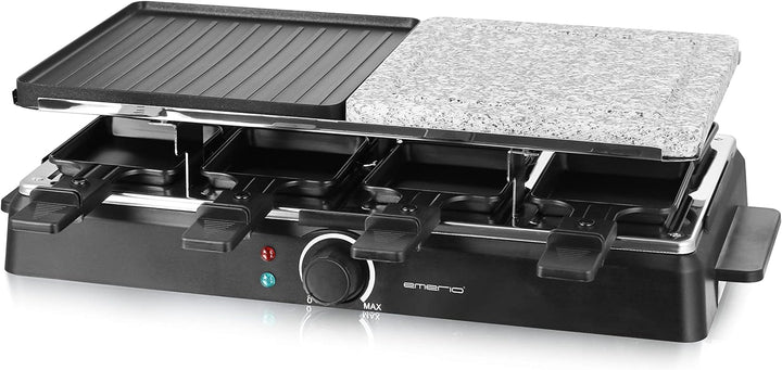 Emerio Raclette für bis zu 8 Personen mit heissem Stein und Grillfläche in Kombination, regulierbare