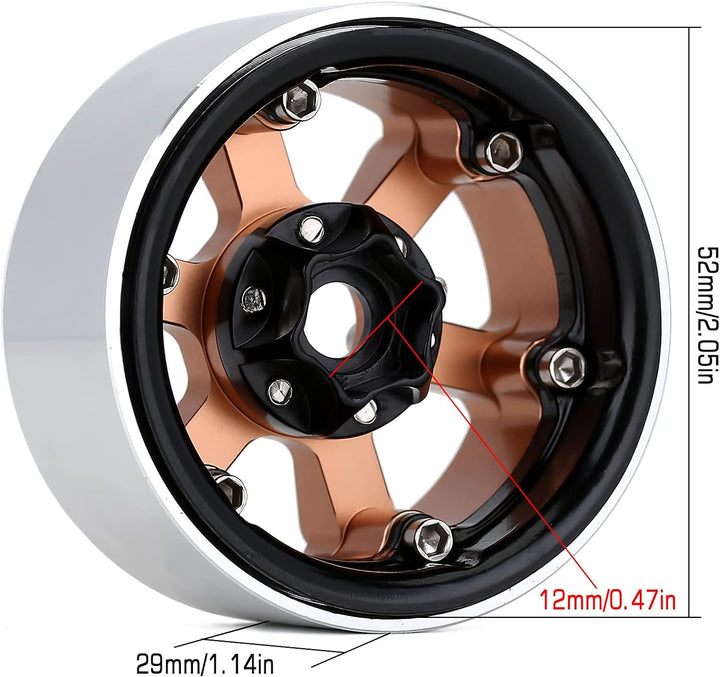 INJORA Crawler Felgen 1,9inch Beadlock Felgen 6-Spokes Räder für 1:10 RC Crawler Axial SCX10 Pro VS4