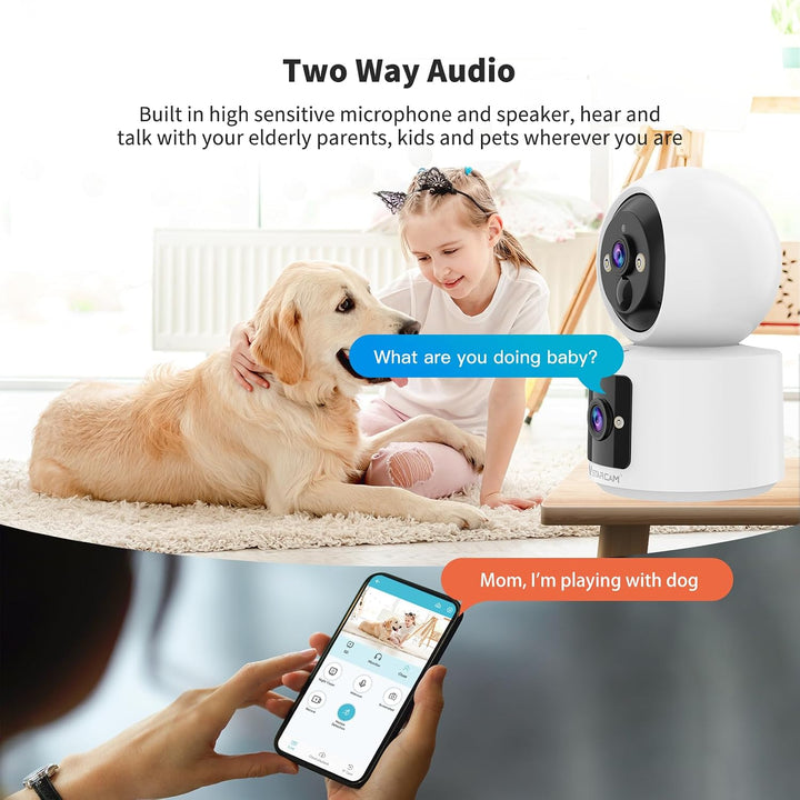 VSTARCAM Innen-Überwachungskamera mit Dual-Lens 8 GB Micro SD Karte, EIN TIPP Anruf, PIR Bewegungser