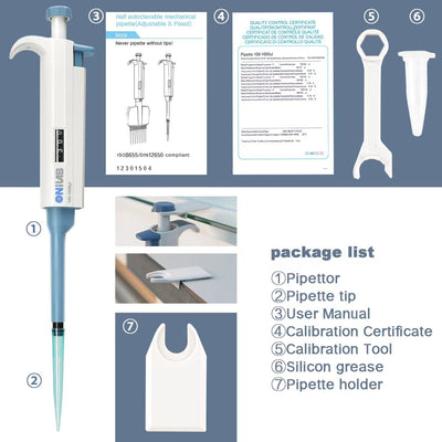 ONiLAB 2-10ml Labor Einkanal Pipette Scientific Labormikropipette Handbuch Einstellbares Volumen, Ho