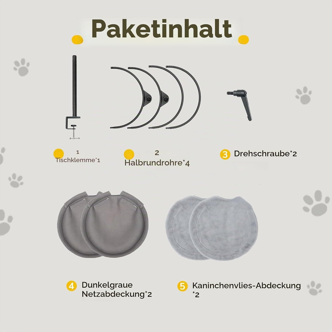CATISM 2 Katzenbett für Schreibtisch - 360° drehbar &amp; höhenverstellbar katzenkorb, Katzenhängematte