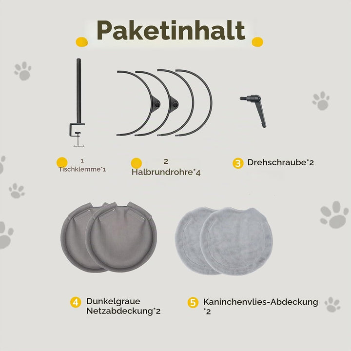 CATISM 2 Katzenbett für Schreibtisch - 360° drehbar &amp; höhenverstellbar katzenkorb, Katzenhängematte