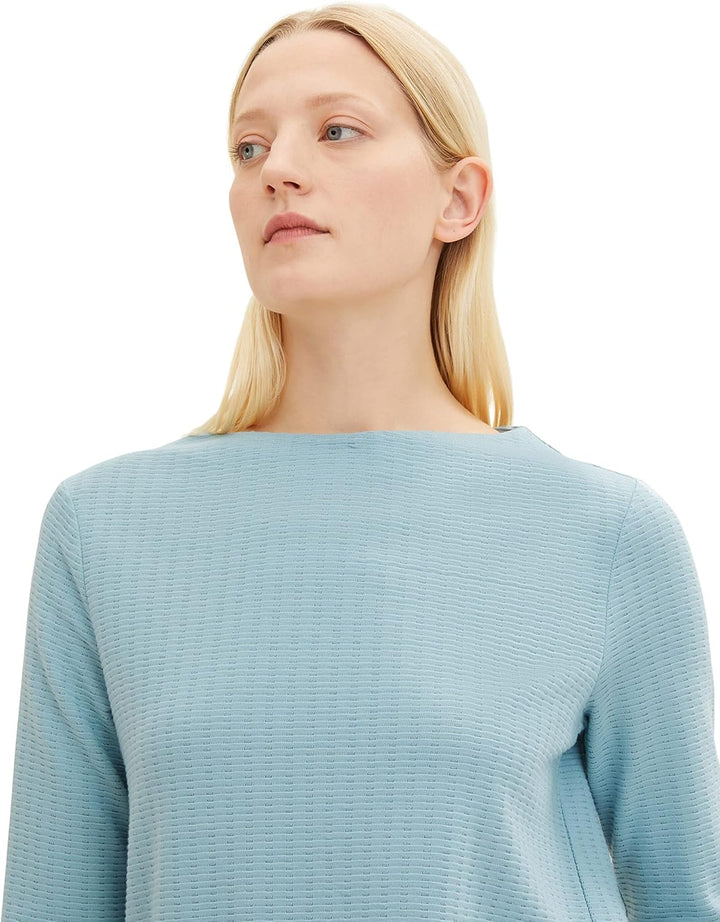 TOM TAILOR Damen Sweatshirt mit Polo-Kragen M 30838 - Tourmaline, M 30838 - Tourmaline