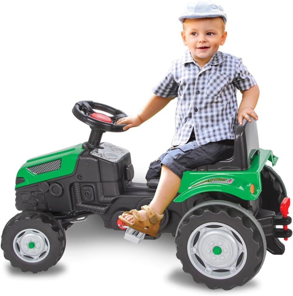 Trettraktor Strong Bull – Kippschutz, Antrieb durch Treten der Pedale, leichtgängiges Lenkradsystem,