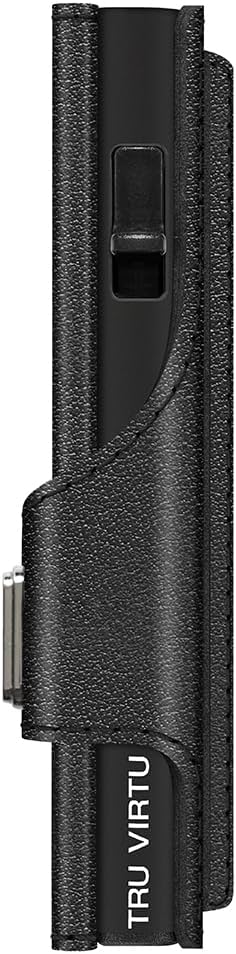 Tru Virtu® Karten-Portemonnaie Click & Slide Coin Pocket Nappa Black/Black I Kreditkartenetui I Kart