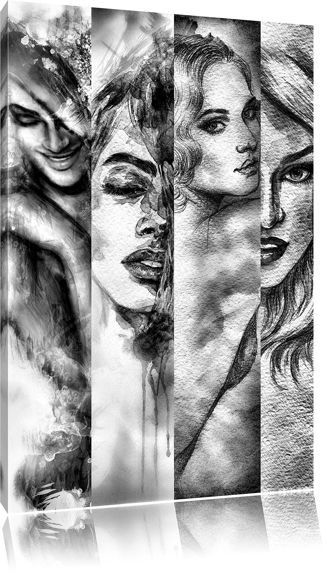 Monocrome, Haar Frisuren, Format: 100x70 auf Leinwand, XXL riesige Bilder fertig gerahmt mit Keilrah