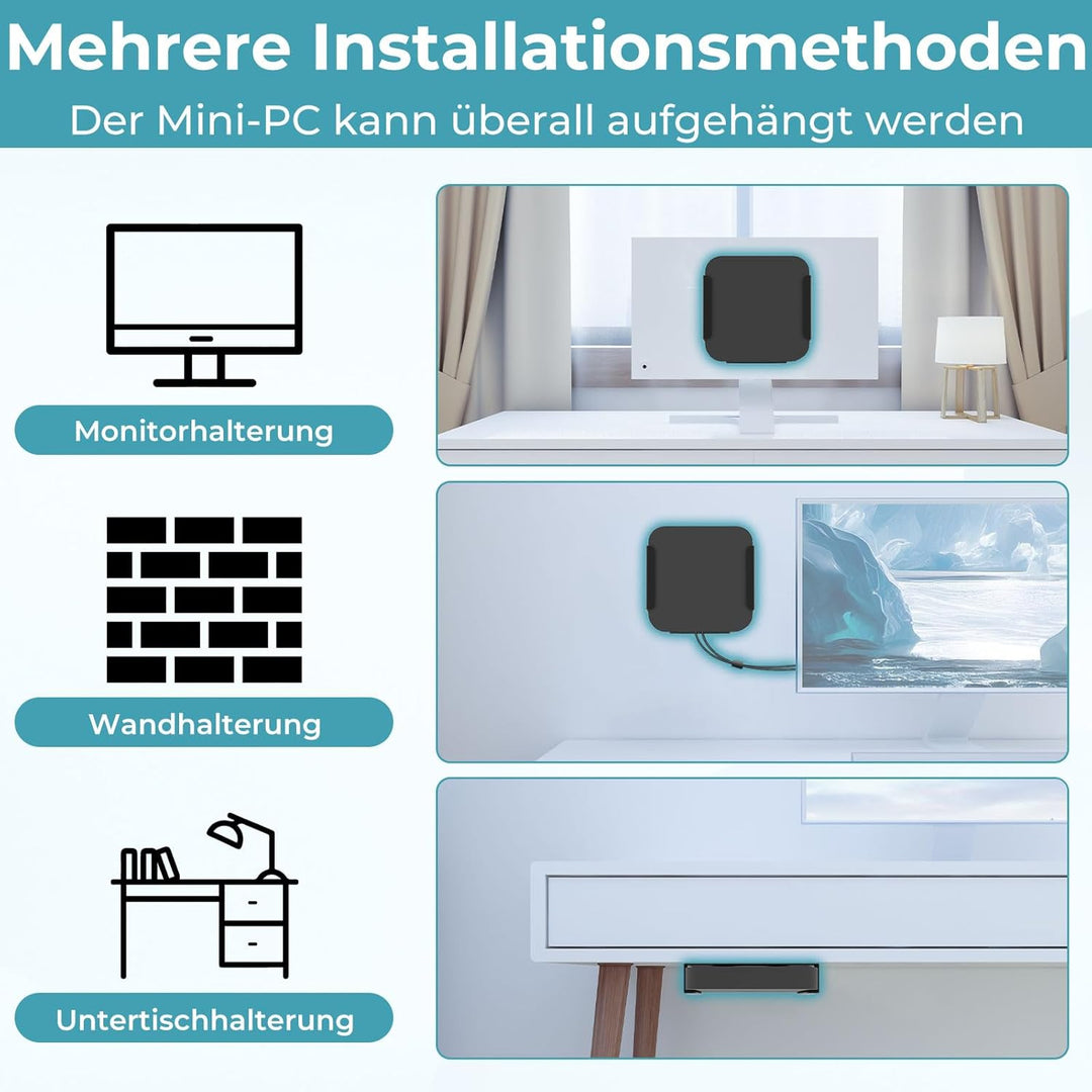 Metall Halterung Kompatibel mit Mac Mini M1, M2, M2 Pro Mini VESA/ Wand/ Untertisch Halterung für Ma