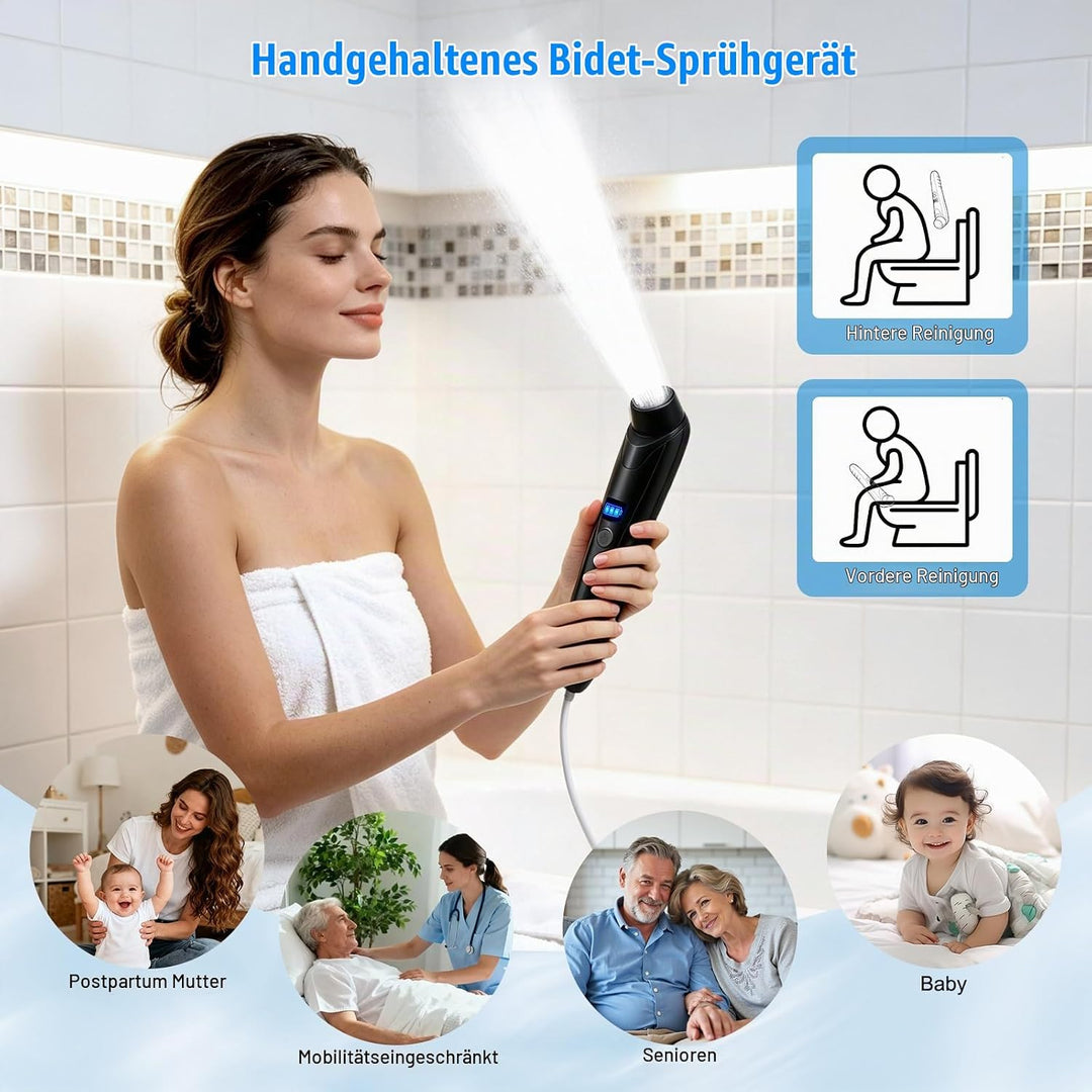 Elektrisches Bidet, 2,5L mit USB-Aufladung, Tragbare Po-Dusche mit verstellbarem Sprühkopf, Sanfter