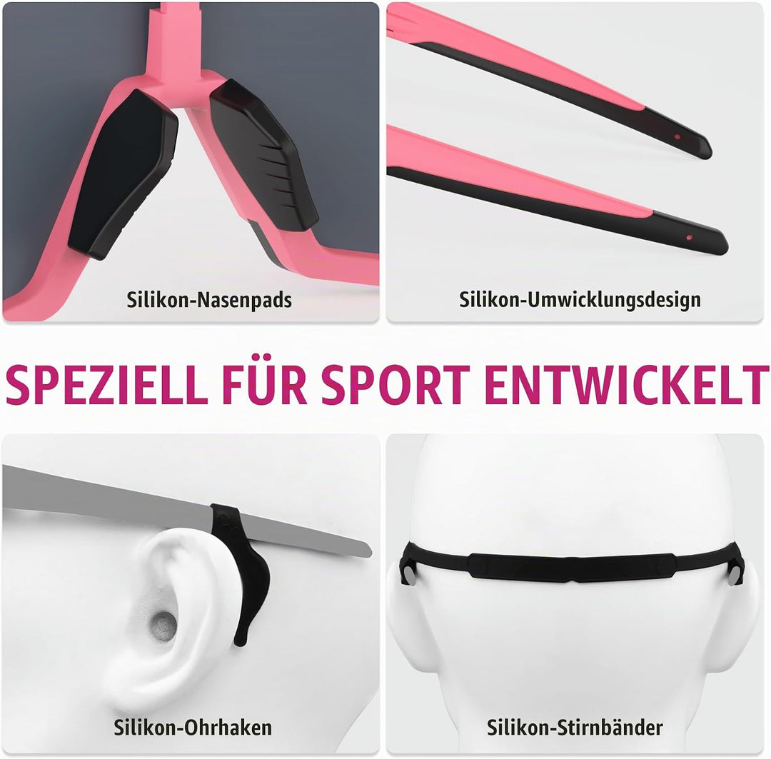 X-TIGER Fahrradbrille, Herren Damen Sportbrille, UV400 mit 5 Wechselgläser,Starker TR90 Frame, mit M