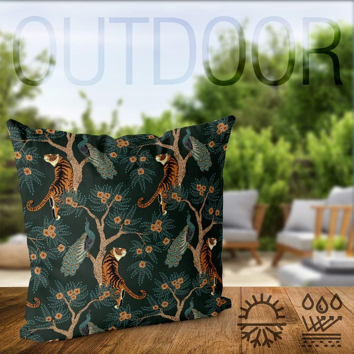VOID Pfau und Tiger Kissenbezug Kissenhülle Sofakissen Kissen Deko Outdoor-Kissen Dekokissen, Kissen