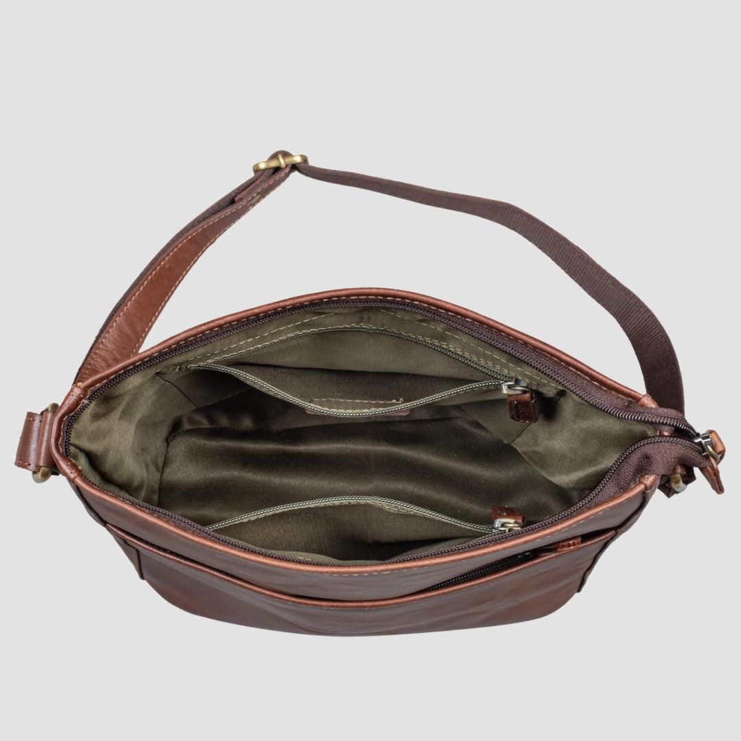 LEABAGS Leder Handtasche Damen I Premium Echtleder Umhängetasche I Schultertasche I Damentasche I Tr