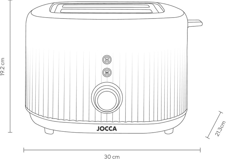 Jocca Toaster für 2 Scheiben, Doppelschlitz, 10 x 10 cm, 7 Bräunungsstufen, Aufwärmfunktion, Abbrech