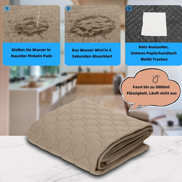 Waschbar Haustier-Urinunterlage, 2 Stück 100*70 cm Wiederverwendbare Welpenunterlagen Matte für Hund