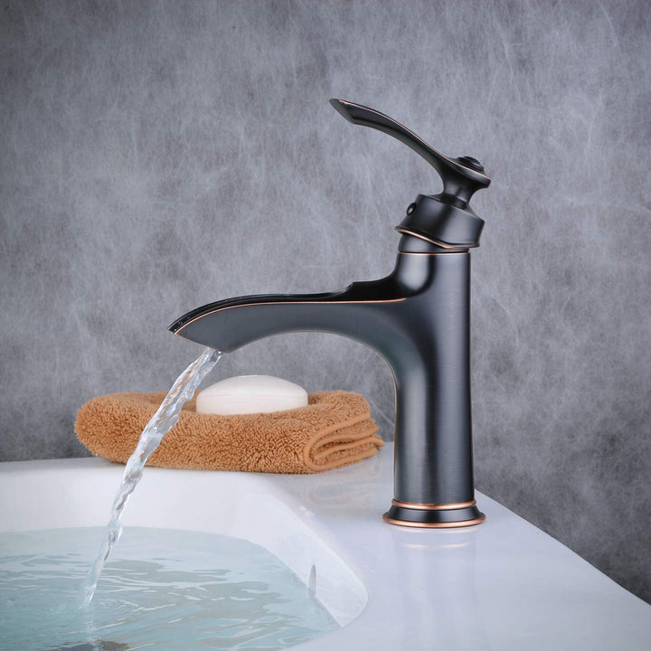 Wasserfall Waschbecken Wasserhahn in kreativem Design, Einhand Ein Loch Waschbecken Wasserhähne, Öl