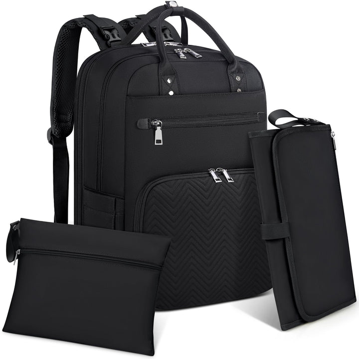 RAINSMORE Wickelrucksack Baby Wickeltasche Rucksack mit Wickelunterlage Unterwegs Gross Diaper Bag M