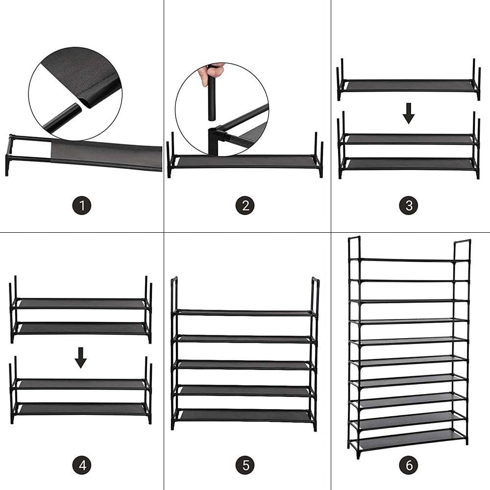 LANTUS Schuhregal mit 10/8 Ebenen, Schuhschrank hoch, 60cm Schuhablage schmal, Schuhaufbewahrung, fü