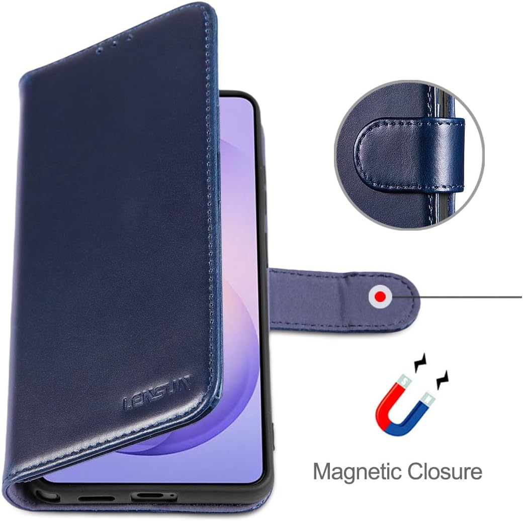 LENSUN Handyhülle für Samsung Galaxy S26 Ultra Echtleder, Premium Leder Hülle [Brieftasche][Standfun
