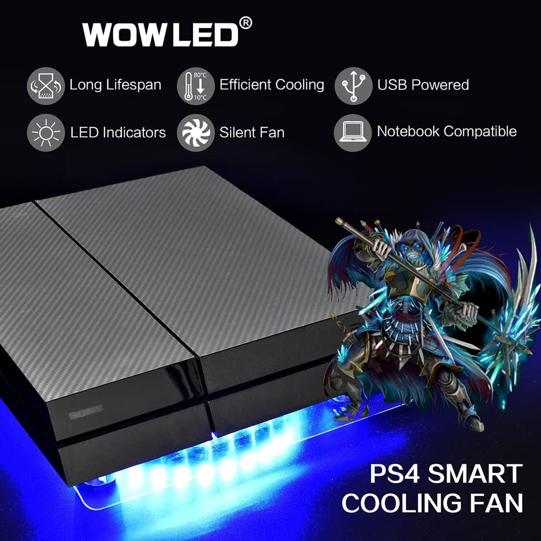 WOWLED USB RGB LED PS4 Kühler Kühlung Fan Pad Stand Zubehör mit Wireless Remote Controller für PS4 P
