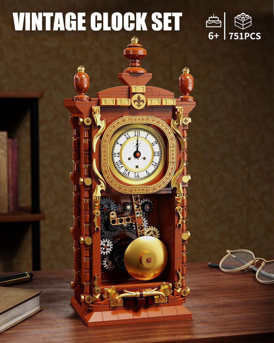 Vintage Wanduhr im klassischen, Stielspielzeug mit echter Uhrfunktion und Handbuch – verbindbares me