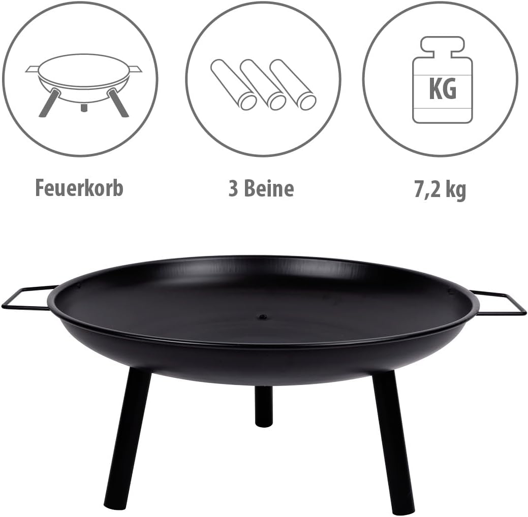 alpina Feuerschale Ø60 cm Feuerkorb mit Griffen - Feuertonne für den Garten - Terrassenofen für Bren