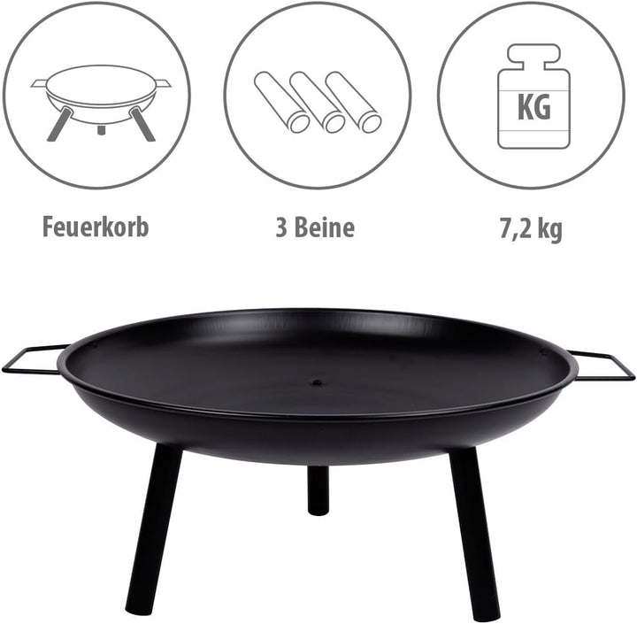 alpina Feuerschale Ø60 cm Feuerkorb mit Griffen - Feuertonne für den Garten - Terrassenofen für Bren