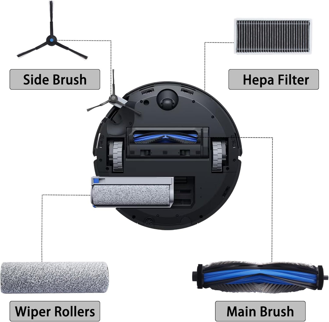 15 Stück Zubehörset für ECOVACS DEEBOT X8 Omni/X8 Pro Omni, 1 Gummi-Hauptbürste,4 Filters,2 Wischwal