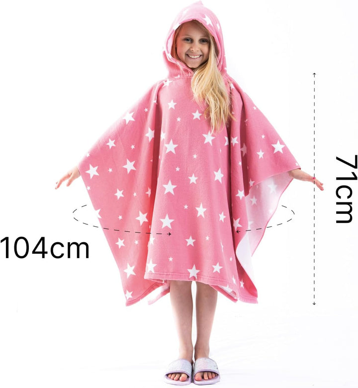 DREAMSCENE Kinder Poncho Handtuch mit Kapuze, Schwimmbad-Wickelmantel, schnell trocknend, weiche Mik