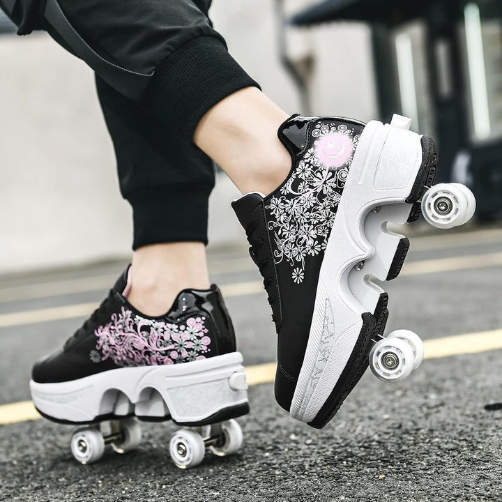 Roller Skate Shoes Rollschuhe Schuhe Mit Rollen Skateboardschuhe,Inline-Skate, verstellbar Damen Sch