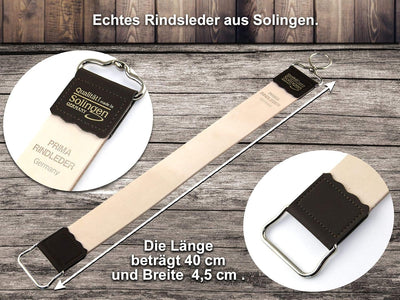 Profi Rasiermesser-Set Made in Germany Streichriemen Schärf Paste und Olivenholz Bartmesser aus Soli