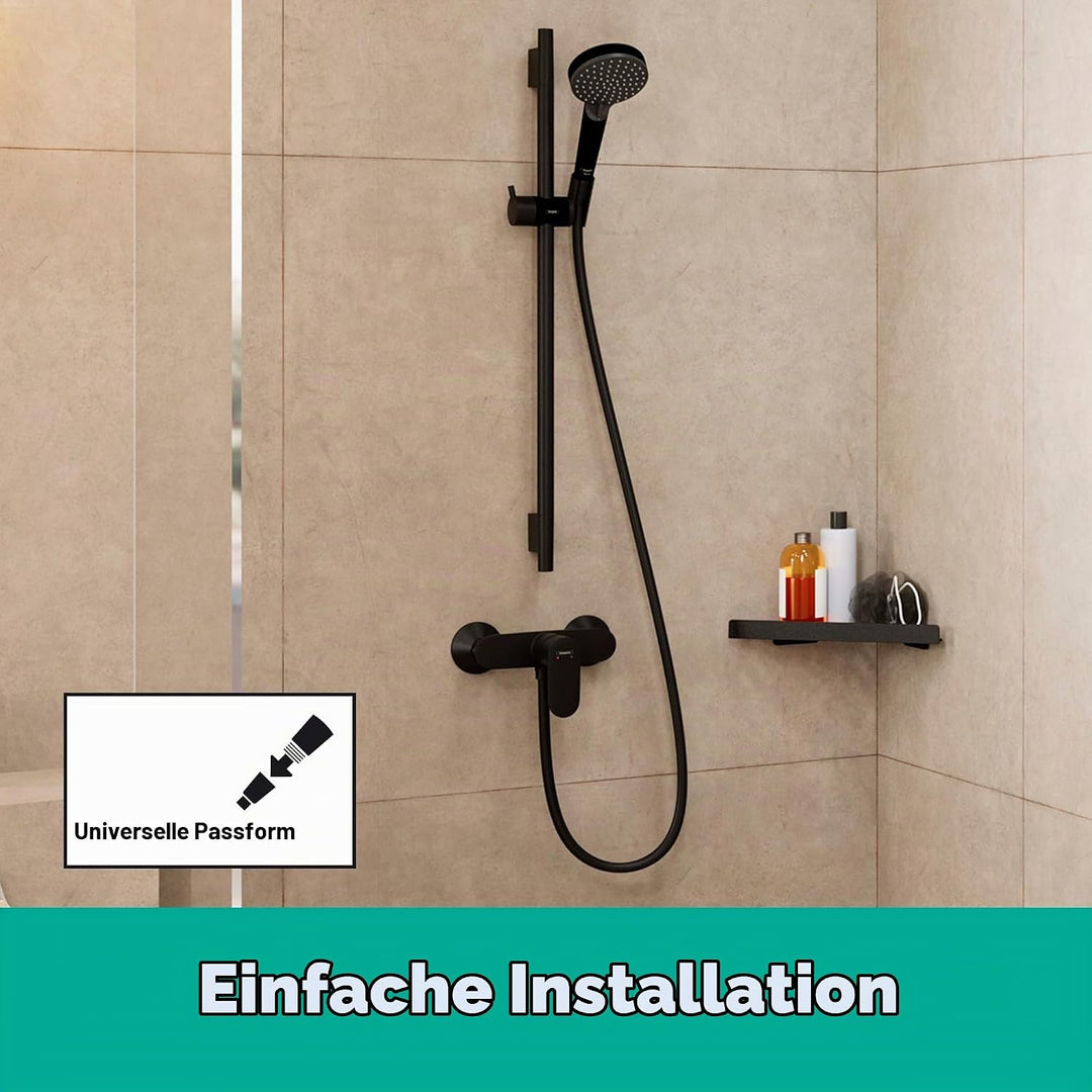 hansgrohe Duschset Vernis Blend, Duschkopf wassersparend mit Duschschlauch und Duschstange 0,65m, Ha