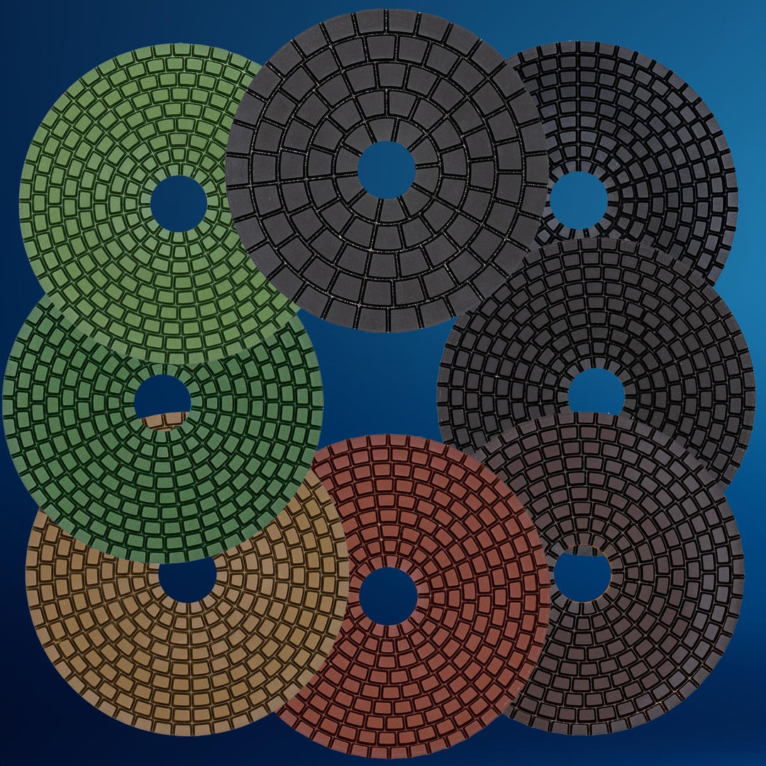 EDW Diamant Schleifpad-SET Nass 125mm Klettaufnahme, Bearbeitung von Naturstein, Fliesen, Granit, Ma