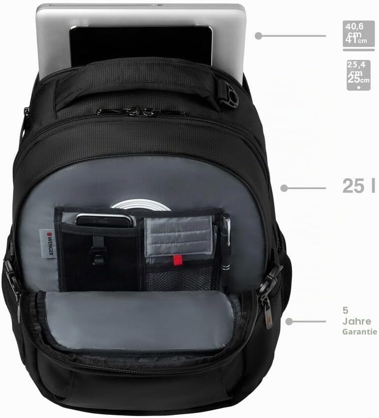 Wenger 601468 SIDEBAR 16' Laptop Backpack with Tablet Pocket In Black {21 Litres}