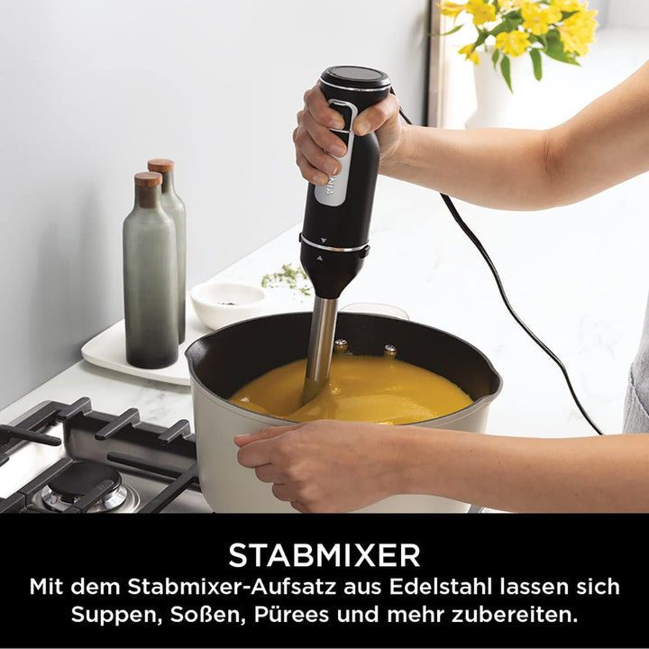 Ninja Foodi 3-in-1 Stabmixer, Handmixer & Zerkleinerer, Stufenweise Anlauf, 2 Misch- und 5 Rührgesch