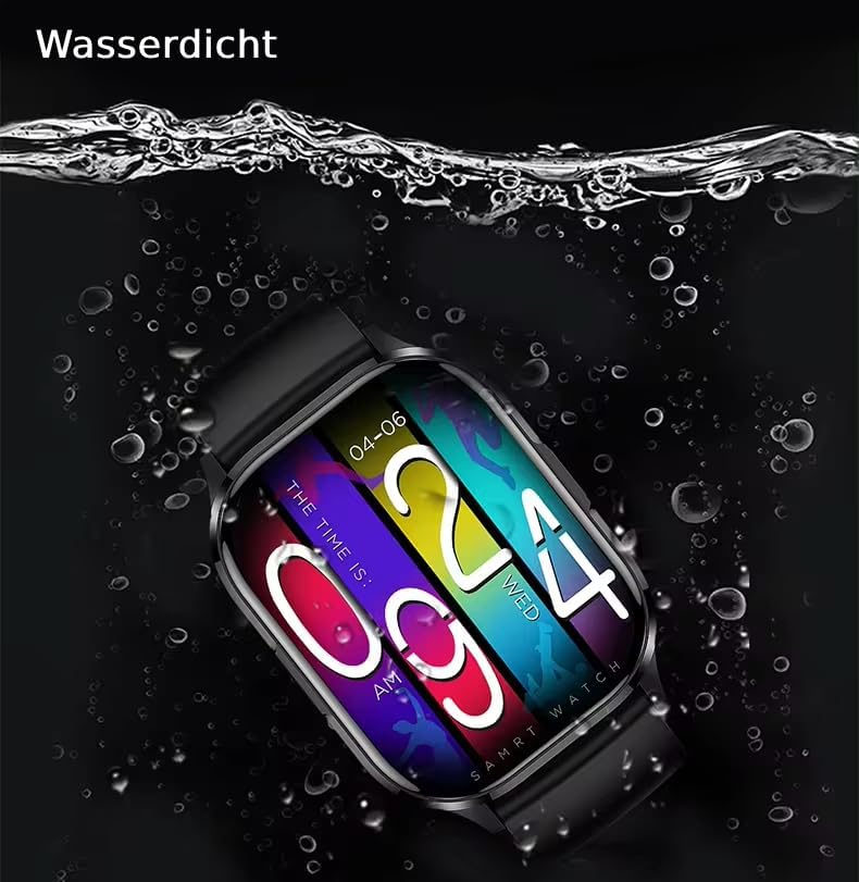 Bliknes K21 Smartwatch 2,01 Zoll für Damen Herren mit Telefonfunktion und Benachrichtigungen, kompat