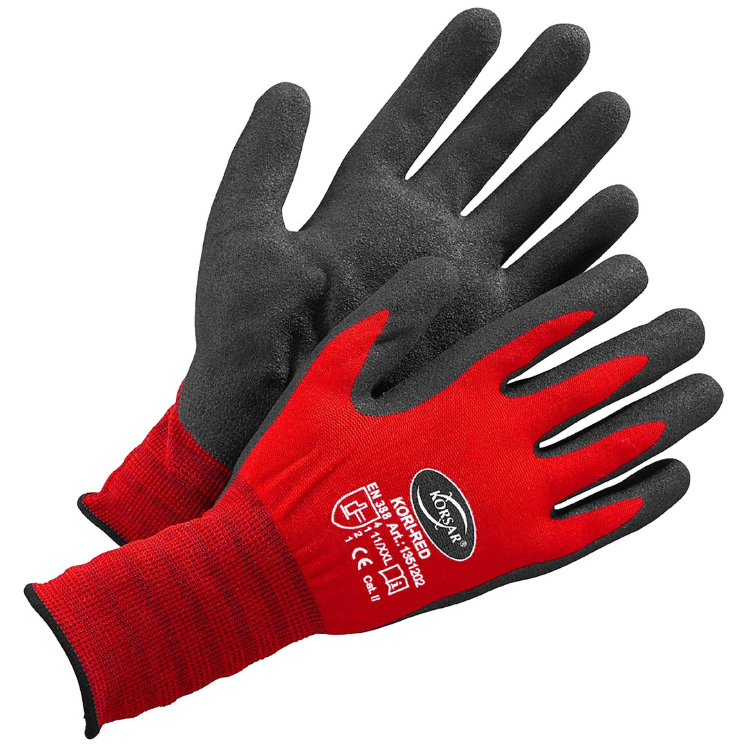 Arbeitshandschuhe - 12 Paar Grösse 10 / XL Arbeitsschutz KORSAR® Kori-Red schwarz/rot