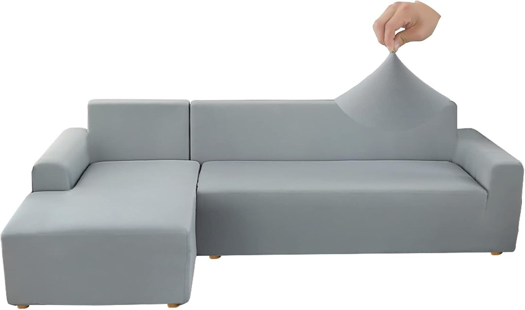 Jaotto Sofa Überwürfe Sofabezug Elastische Spandex Stretch Sofabezüge Couchbezug für L-Form Sofa Uni