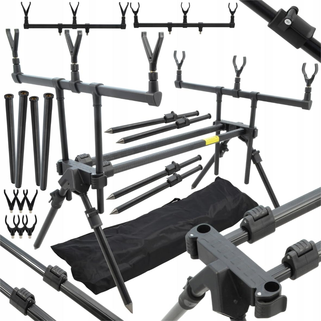 A&amp;N Rod Pod – Karpfen Rutenständer für 3 Ruten, verstellbar 60–115 cm, stabiler Rutenständer mit Tra