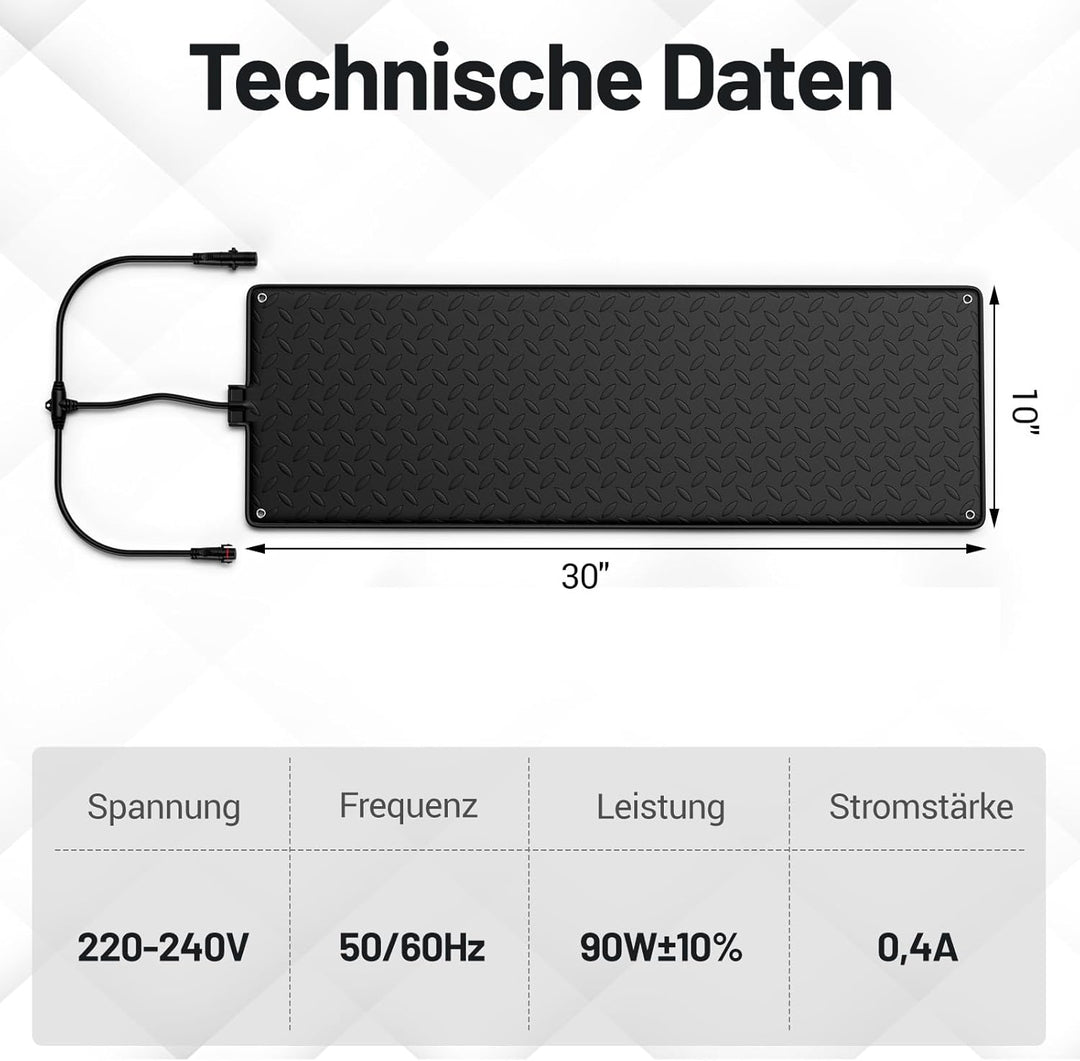 COSTWAY 25,5 x 76cm Gehwegmatte mit Heizung 40℃, Schneeschmelze Matte bis zu 18 Matten anschliessen,