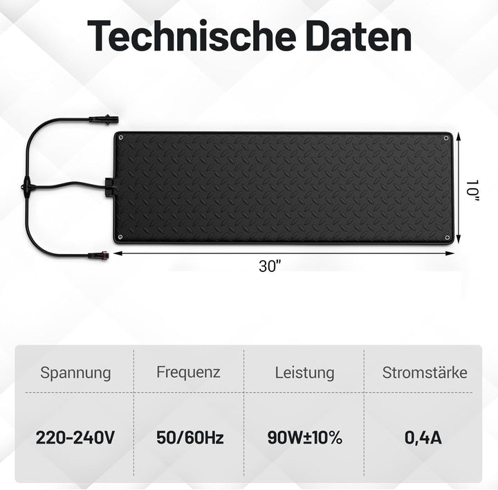 COSTWAY 25,5 x 76cm Gehwegmatte mit Heizung 40℃, Schneeschmelze Matte bis zu 18 Matten anschliessen,