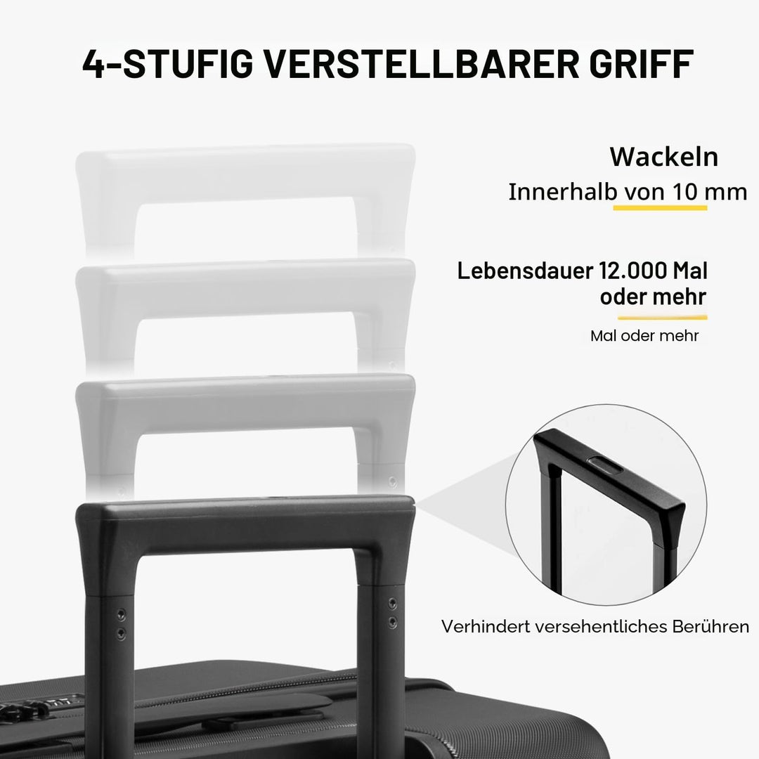 LEVEL8 Koffer Trolley, Rollkoffer Reisekoffer Hartschalen 4 Rollen, Spinner Handgepäck,TSA, 100% PC,