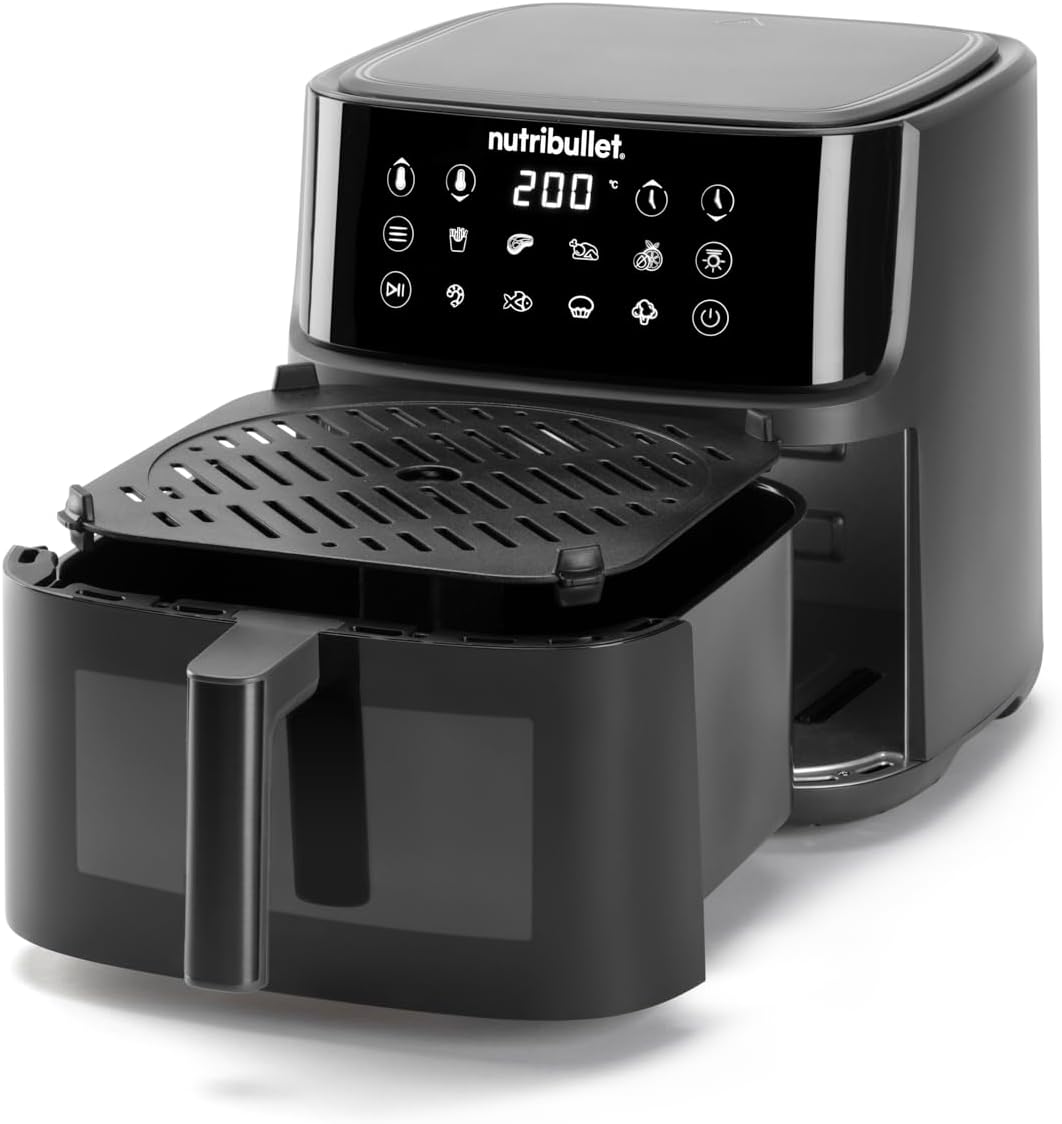 nutribullet Crisplite Vision NBA0811DG, Heissluftfritteuse mit 8L Kapazität, 80-200° Temperaturberei