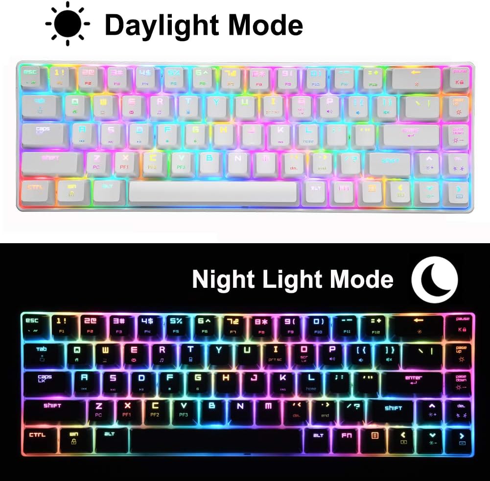 60% mechanische Gaming-Tastatur, Blauer Schalter, Mini-68 Tasten, kabelgebunden, Typ C, 18 Hintergru