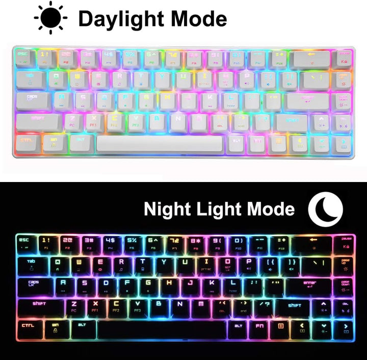 60% mechanische Gaming-Tastatur, Blauer Schalter, Mini-68 Tasten, kabelgebunden, Typ C, 18 Hintergru