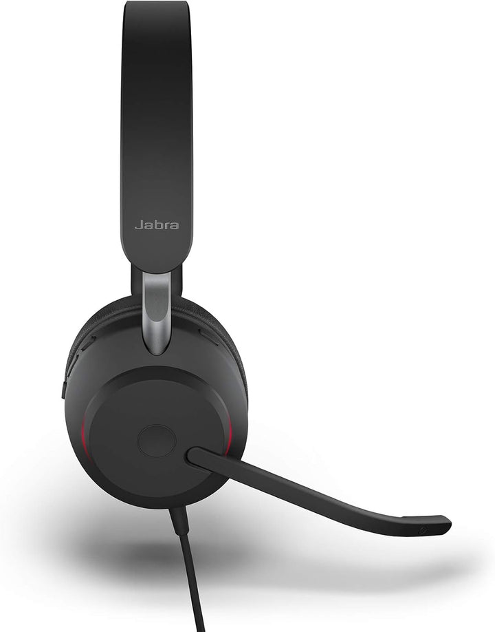 Jabra Evolve2 40 PC Headset – Noise Cancelling Microsoft Teams Certified Stereo Headphones with 3-Mi